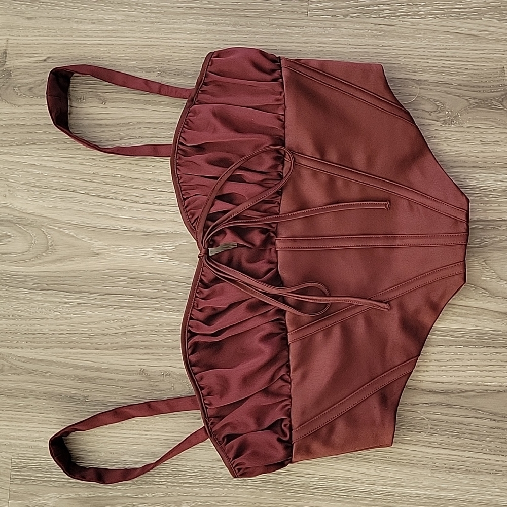 Wine Satin Corset Top